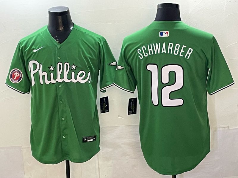 Men 2026 Philadelphia Phillies #12 Schwarber Green Game Nike MLB Jersey style 0019